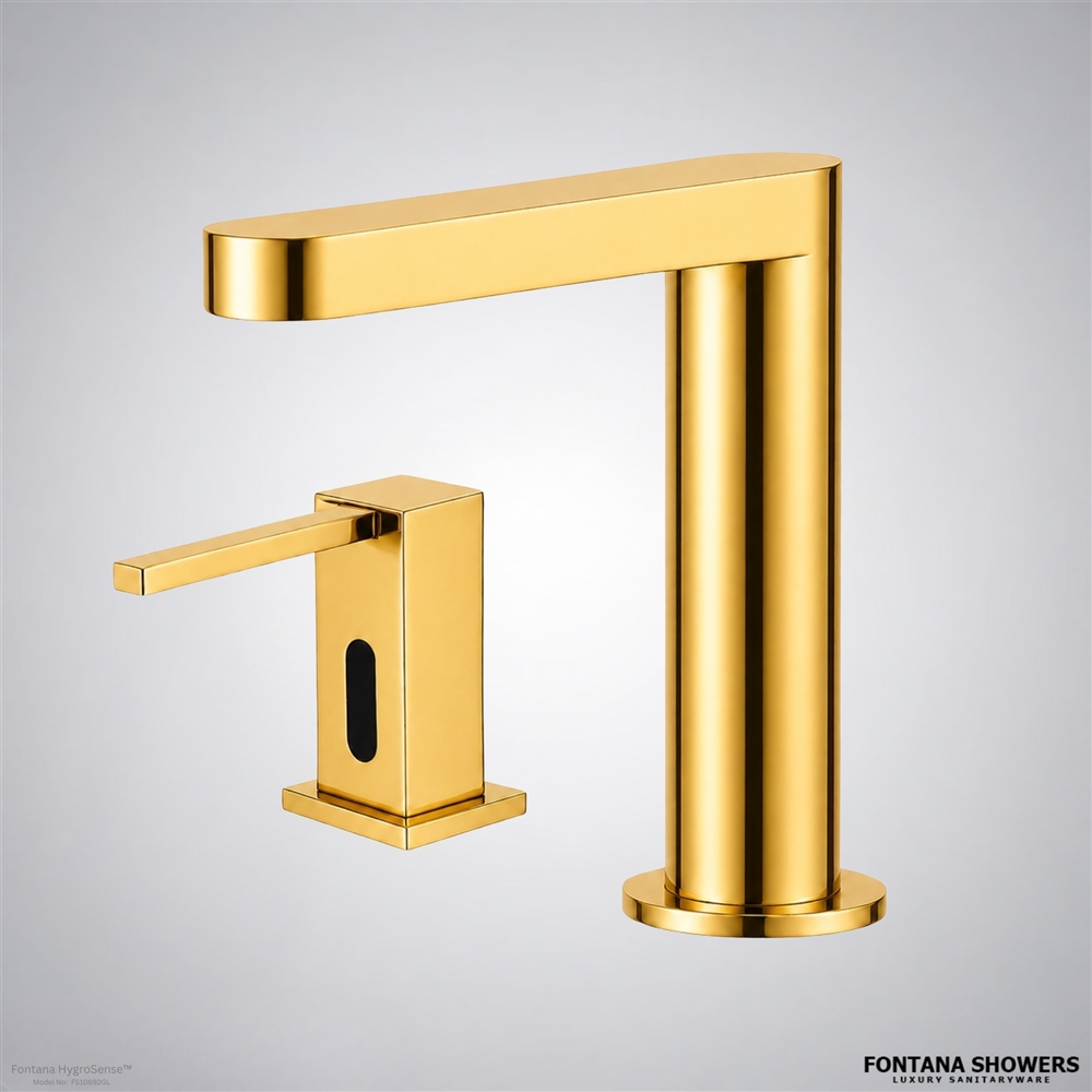 Gold touchless faucet pair