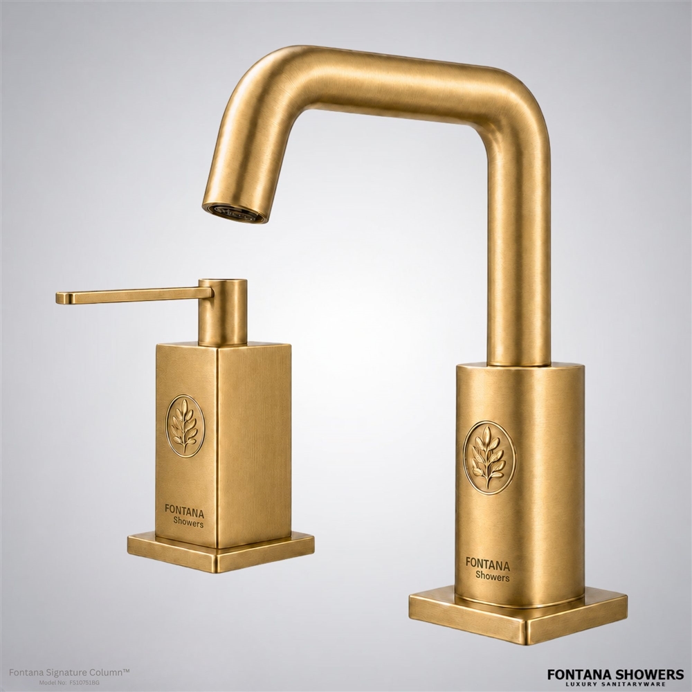 Brushed gold touchless faucet dispenser set