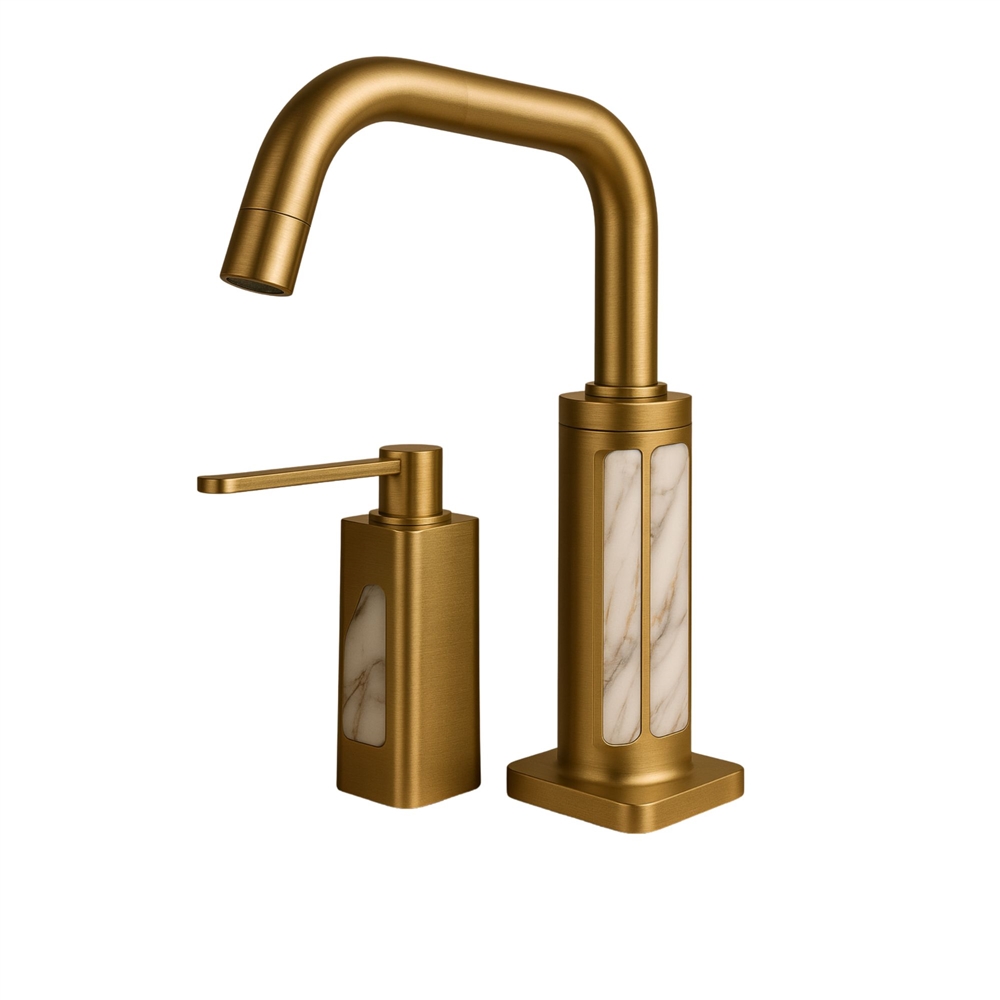 Fontana Emblem Columnâ„¢ Collectionâ€“ Brushed Gold & White Marble Finish