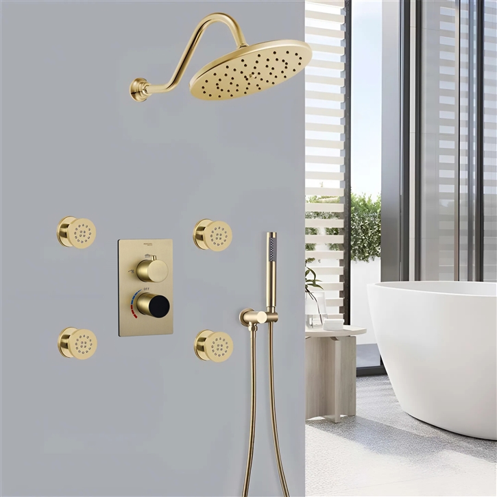 Fontana Noale Brushed Gold Shower Set