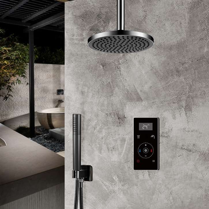 Thermostatic Shower With Black Digital Touch Screen