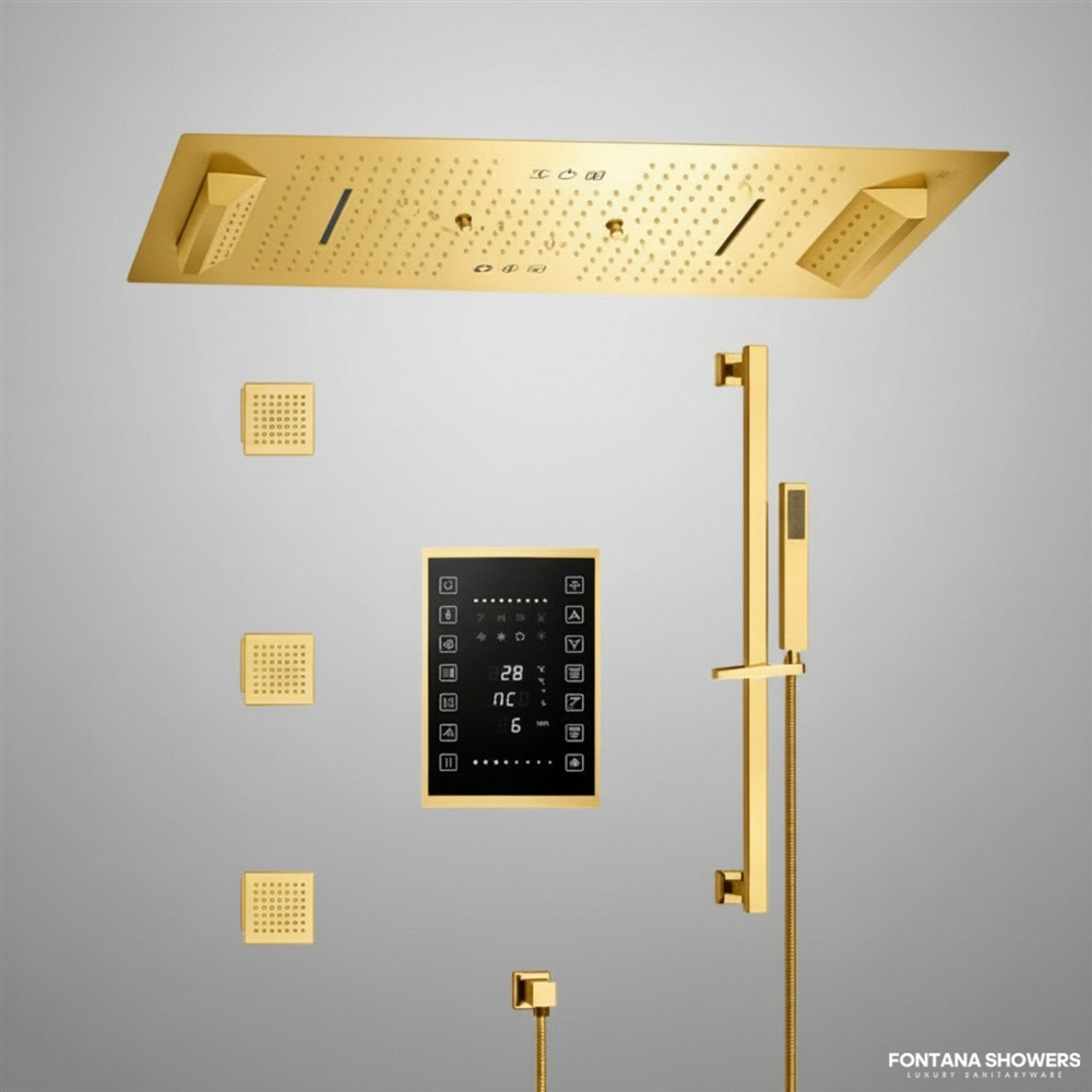 Fontana Aquilix Gold Smart LED Shower Set with Digital Thermostatic Mixer
