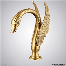 Brushed gold swan faucet