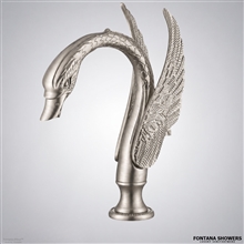 Brushed nickel swan faucet