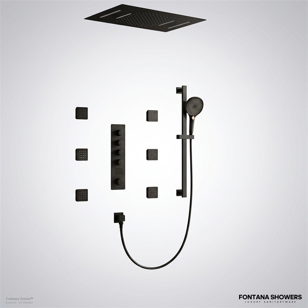 Matte black digital shower system