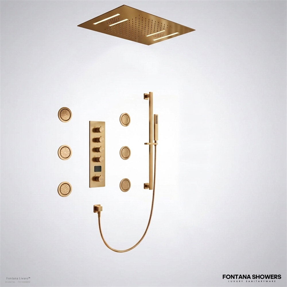 Brushed gold digital shower system