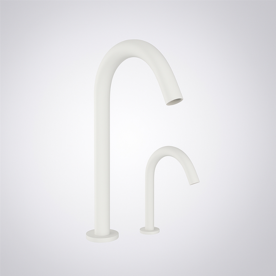 FontanaGlideWash Matte White Touchless Faucet and Soap Dispenser Set