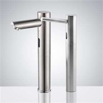 Milano brushed nickel faucet and soap dispenser