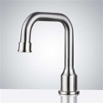 Fontana brushed nickel architectural smart touchless faucet for corporate towers and high-traffic commercial restrooms