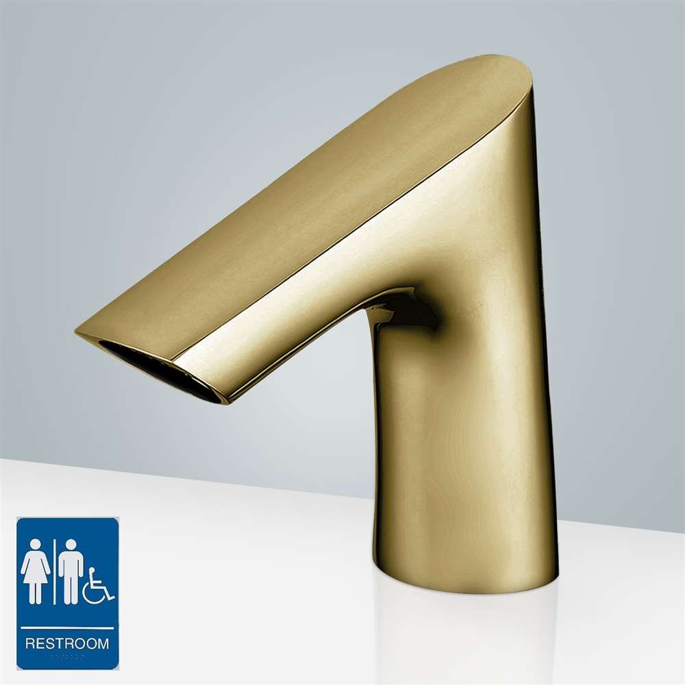 Fontana FS1099 brushed gold touchless faucet for basin water impact coordination