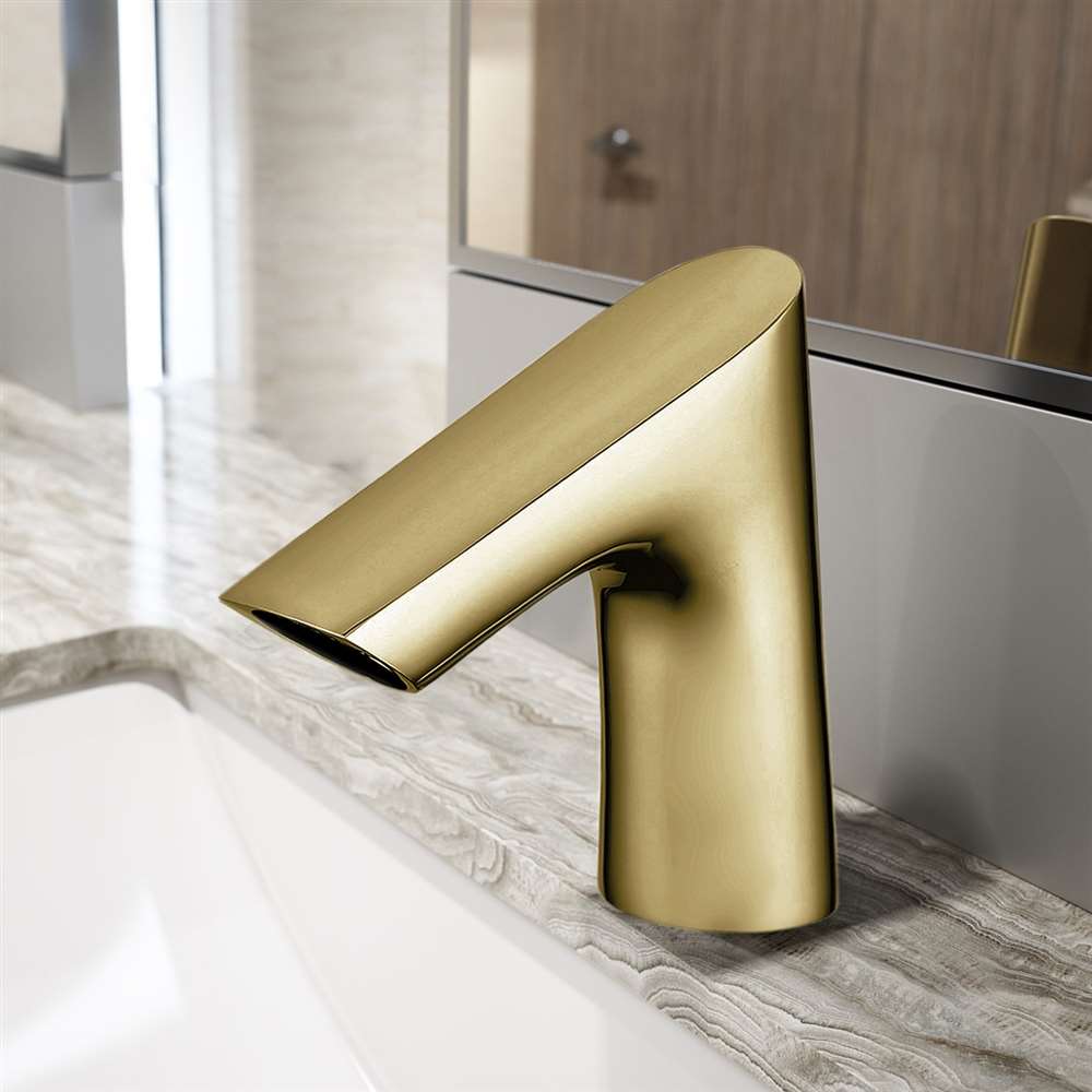 Fontana FS1099 brushed gold touchless faucet with under-deck mounting assembly