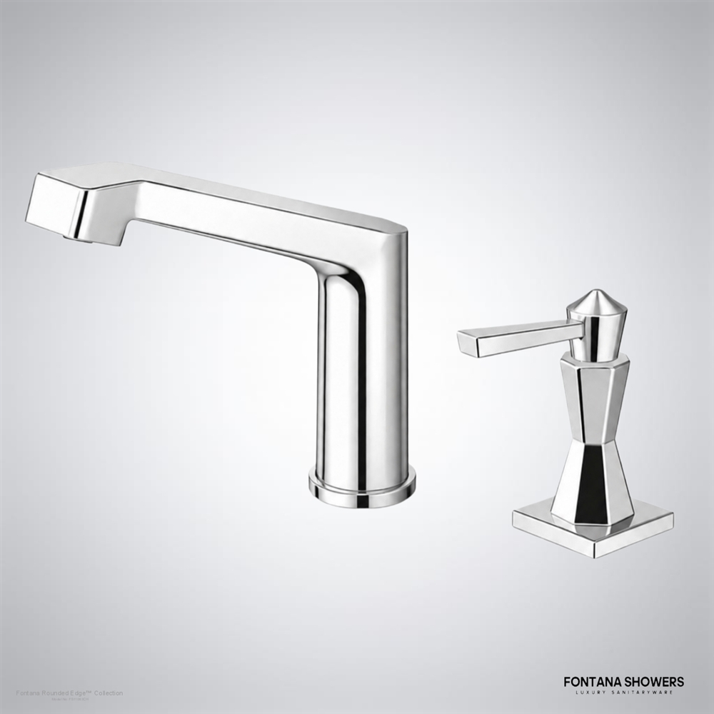 Chrome touchless faucet and soap dispenser set
