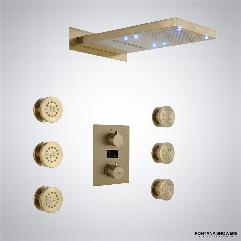 Fontana Velorynâ„¢ Brushed Gold Spa Poise Wall-Mounted Shower System ...