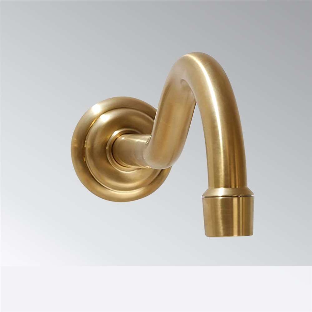 Antique Commercial Automatic Wall Mount Brushed Gold Sensor Bathroom Faucet (FS1107BG-DP)