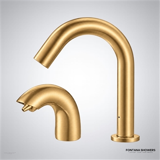 Brushed gold touchless faucet set