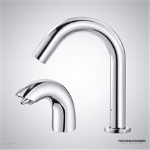 Chrome touchless faucet soap dispenser set