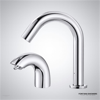 Chrome touchless faucet soap dispenser set