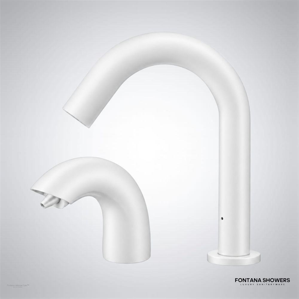 Matte white touchless faucet set