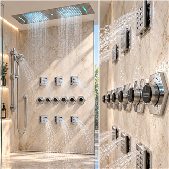 Chrome thermostatic smart shower
