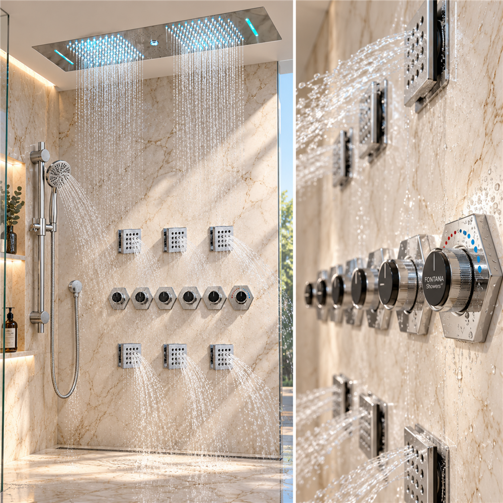 Chrome thermostatic smart shower