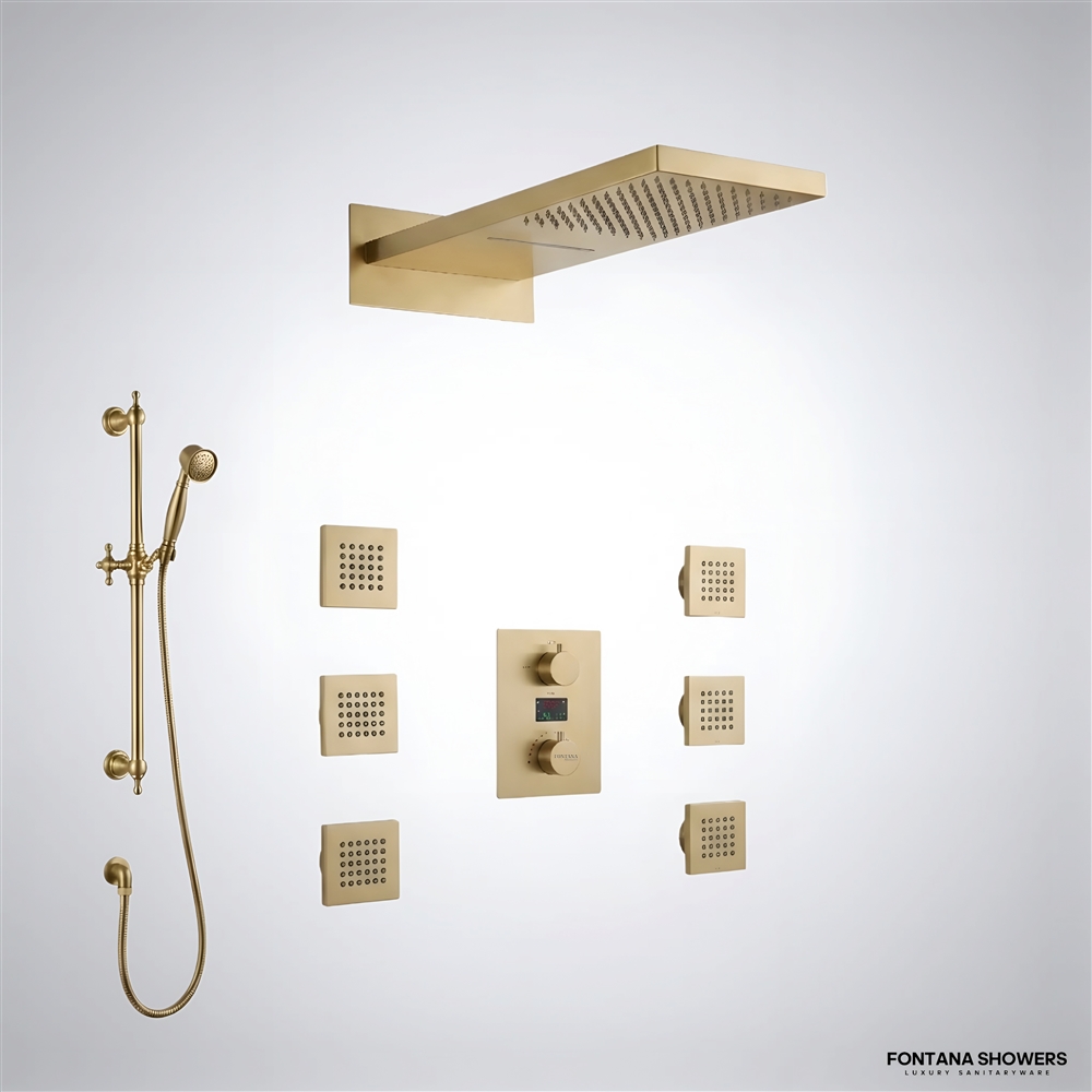 Fontana Dravelleâ„¢ Brushed Gold Luxury Shower Set | Premium Bathroom ...