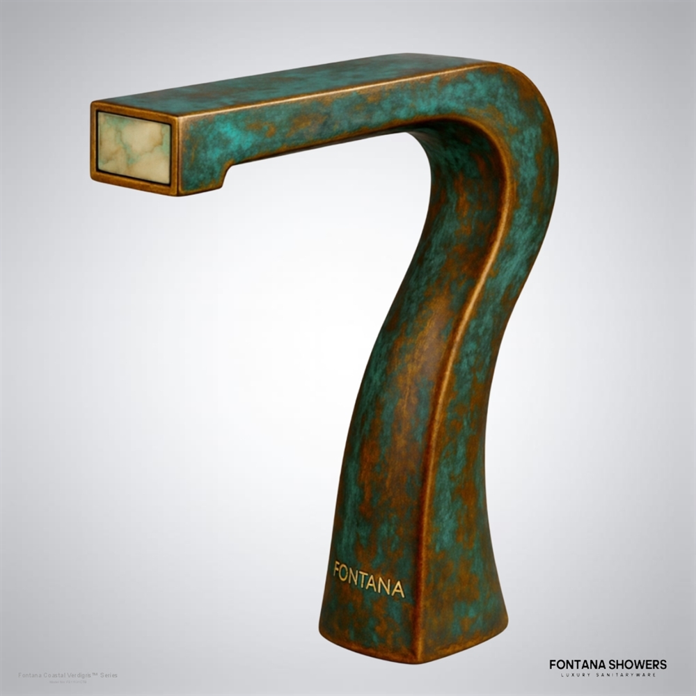 Copper turquoise patina touchless bathroom faucet