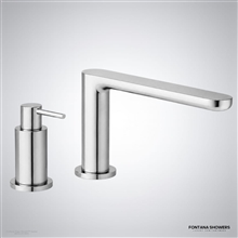Polished nickel touchless faucet set with Carrara marble accents