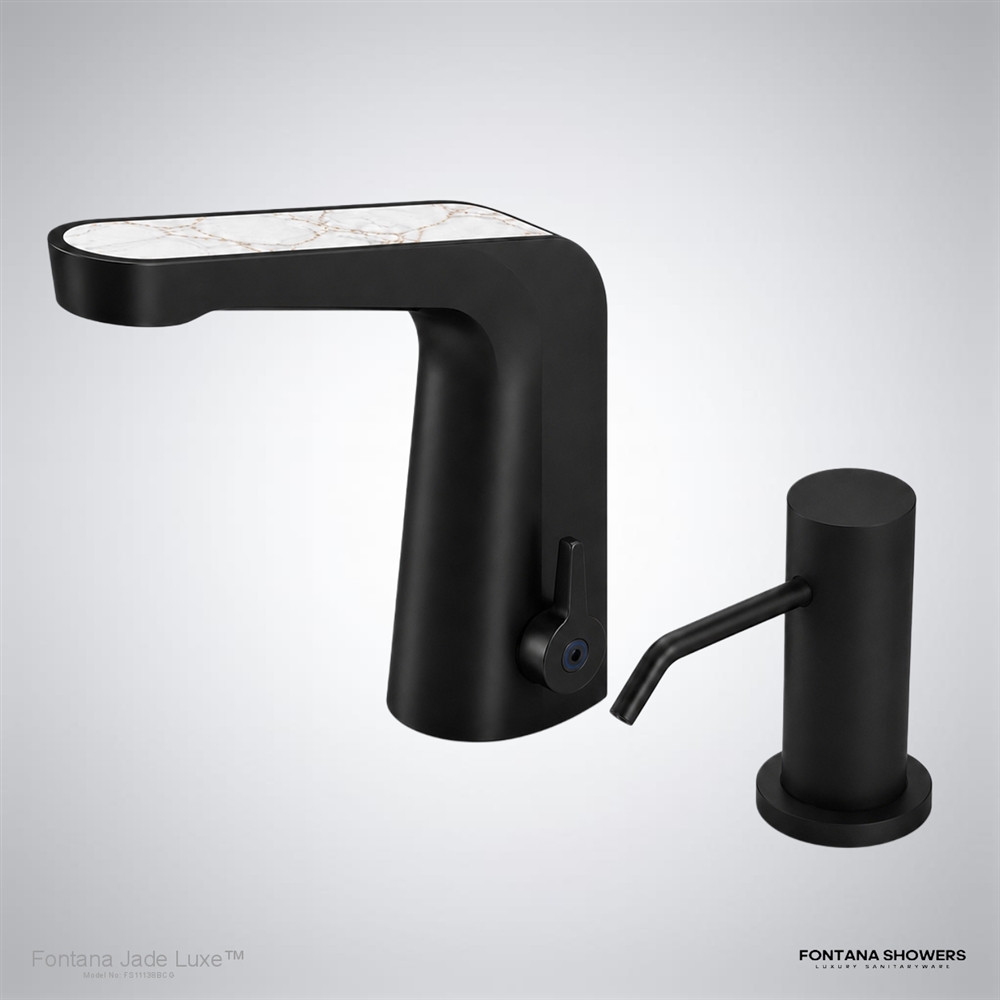 Black Chrome Marble Faucet Dispenser