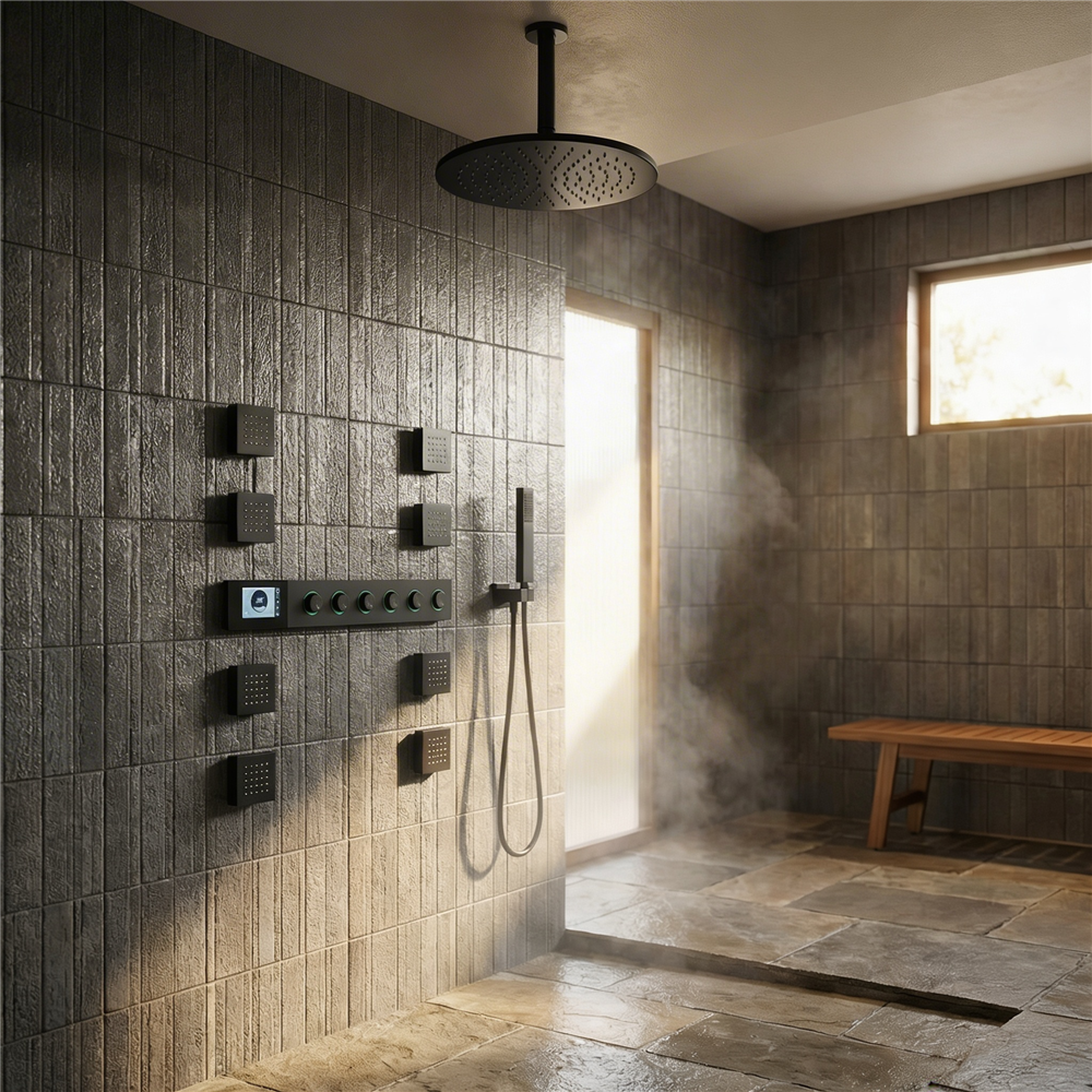 Fontana Zorvaneâ„¢ â€“ Matte Black Digital Thermostatic