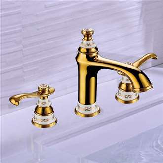 Gironde Dual Handle Golden Bathroom Commercial Sink Tap 