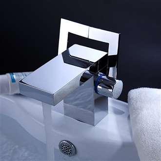 Sucre Deck Mount Chrome Finish Double Handle Bathroom Commercial Sink Faucet 