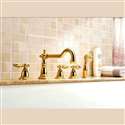 Mirandola Brass Deck Mounted Gold Triple Handle Bathroom Faucet