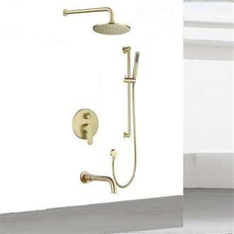 Fontana Brand vs Wayfair Deauville Brushed Gold Solid Brass Round Showerhead and sliding bar Shower