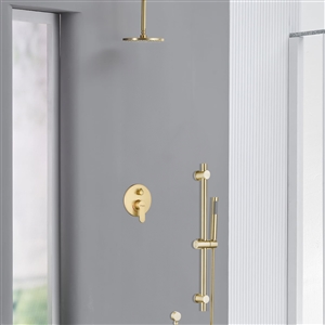 Fontana Brand vs Grohe Lyon Brushed Gold Ceiling Mount Solid Brass 8 inch Round Shower Set