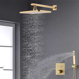 Fontana Brand Chatou Brushed Gold Bathroom Thermostatic Shower Mixer Set