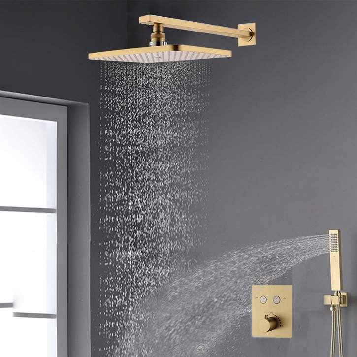 Fontana Chatou Brushed Gold Thermostatic Shower Mixer Set ...