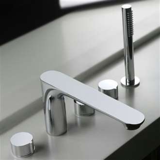 Piazza Deck Mount Chrome Bathroom Faucet with Hand Shower