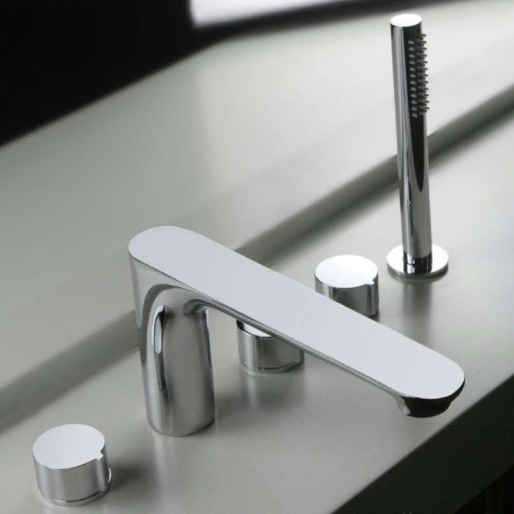 Fontana Piazza Deck Mount Chrome Bathroom Faucet with Hand Shower