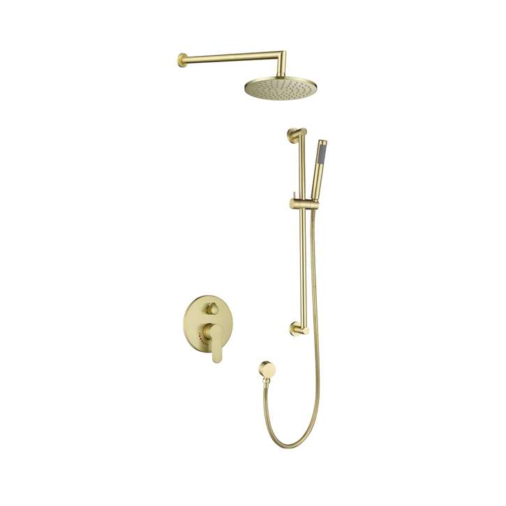 Fontana Geneva Brushed Gold Round Rainfall Shower Head Set