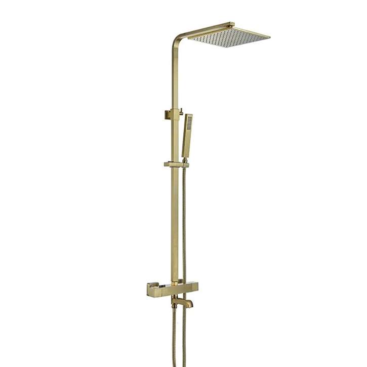 Fontana Le Havre Brushed Gold Thermostatic Wall Mounted 10 Inches Rainfall Shower Set