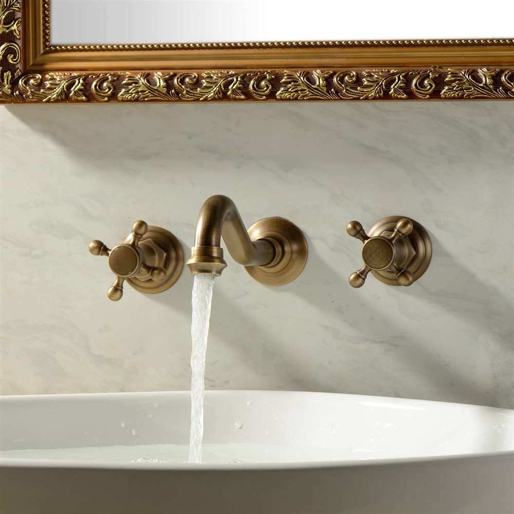 Fontana Casoria Antique Brass Dual Handle Bathroom Sink Faucet