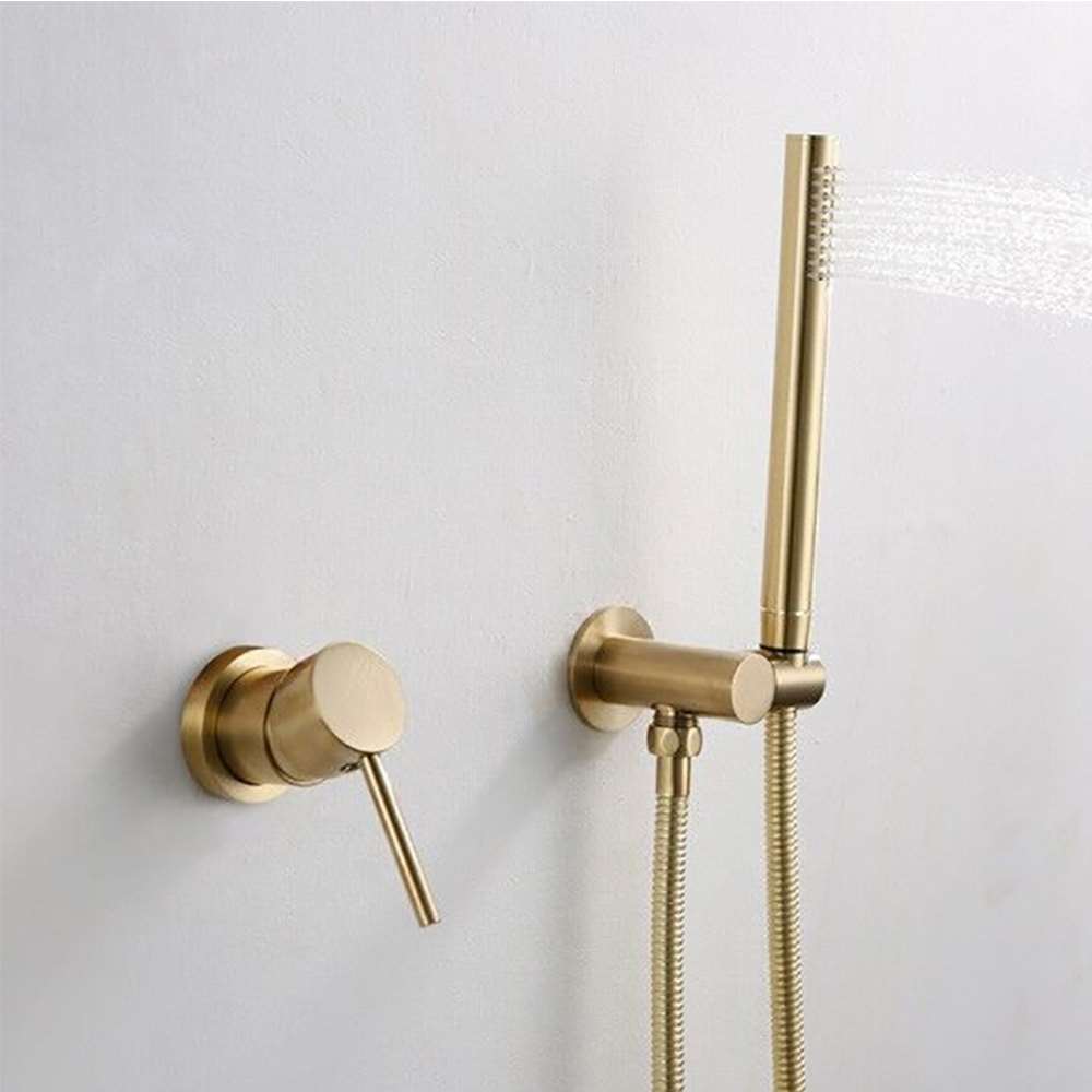 Fontana BollnÃƒÂ¤s Brushed Gold Wall Mounted Head Shower Set