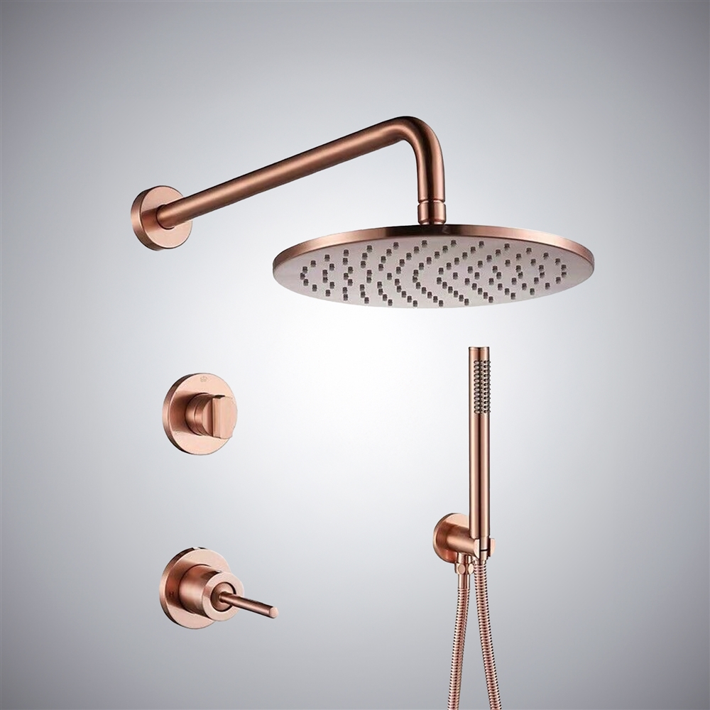 Fontana Marseille Luxury Brushed Rose Gold 10" Showerhead Bathroom Shower Set