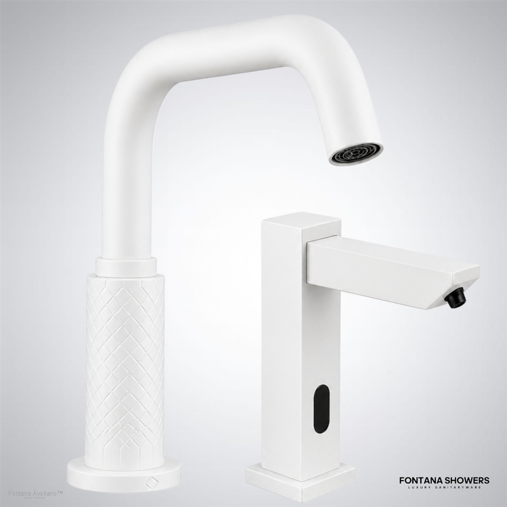 Matte White Touchless Faucet Set