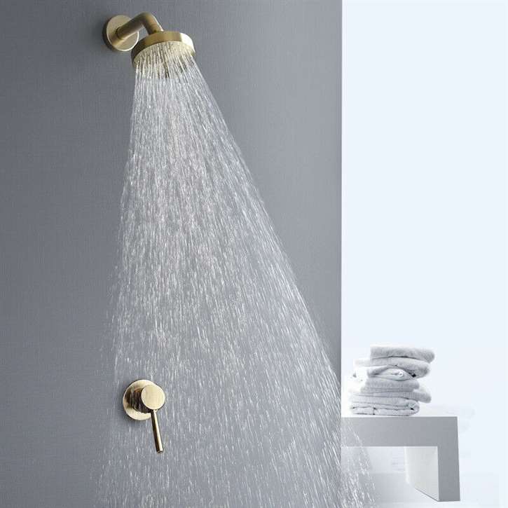 Fontana Le Havre Brushed Gold Wall Mount Round Shower Set