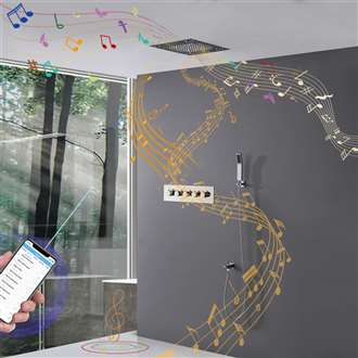 Luxury LED Shower System, Bluetooth Control and Rainfall Showerhead