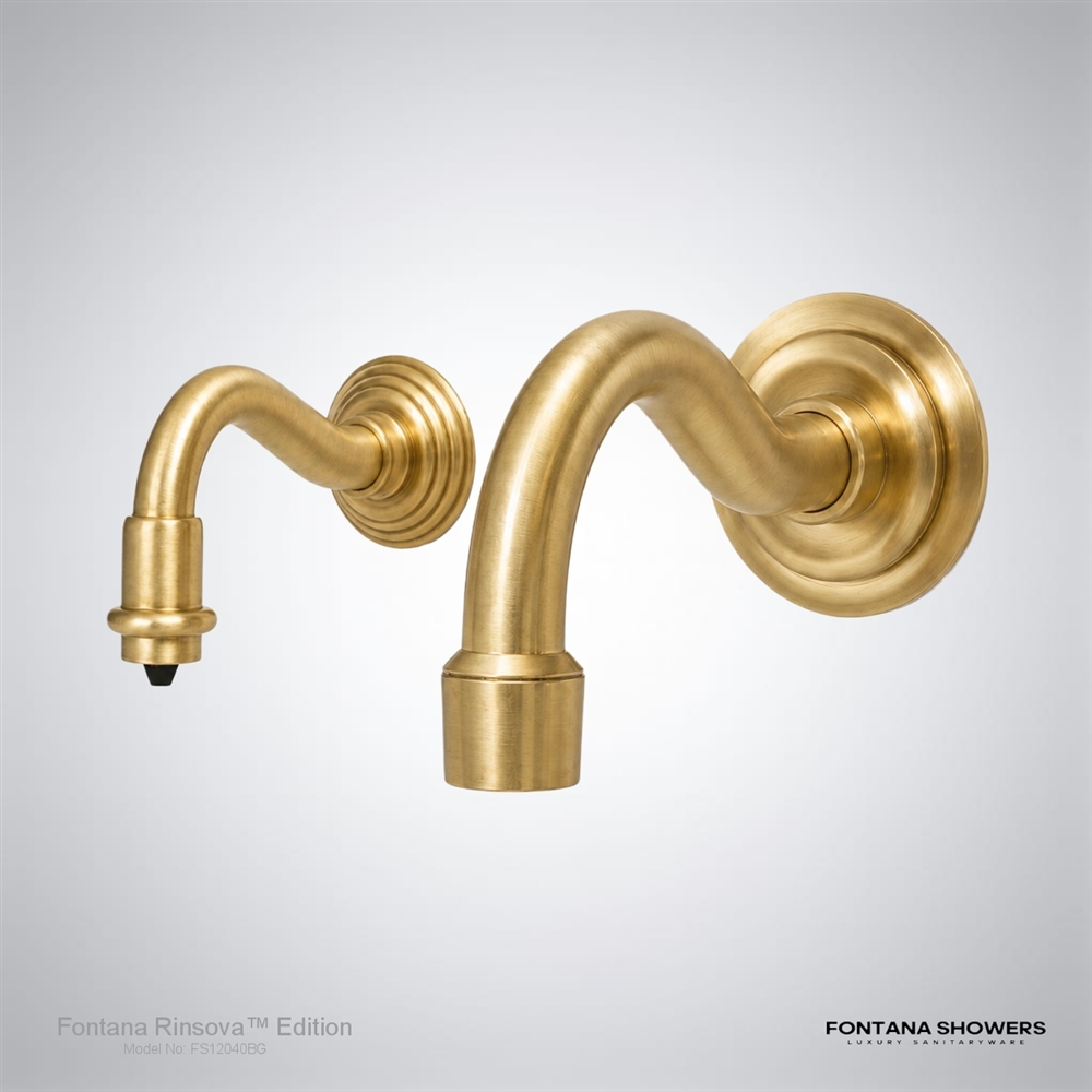 Rinsova brushed gold touchless faucet and dispenser