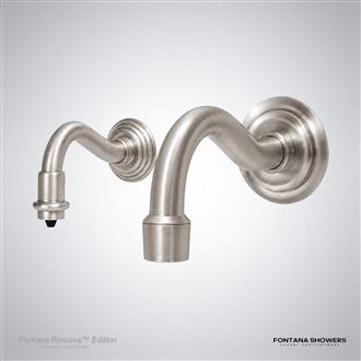 Rinsova brushed nickel touchless faucet and dispenser