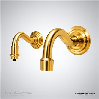 Rinsova gold touchless faucet and soap dispenser