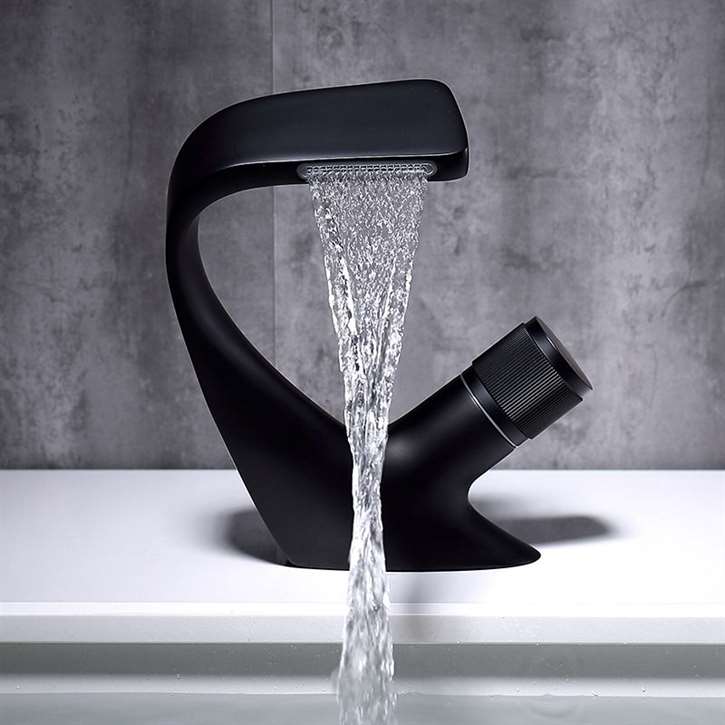 Fontana Le Havre Wide Spread Waterfall Faucet Matte Black Finish